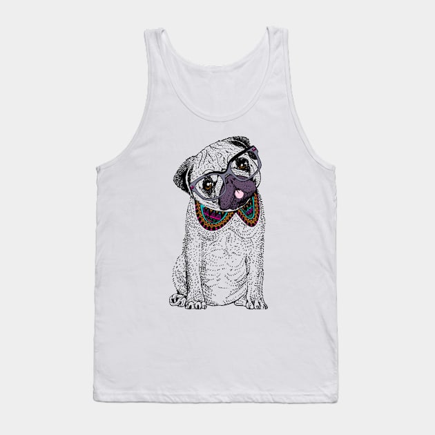 Hipster Pug Tank Top by huebucket